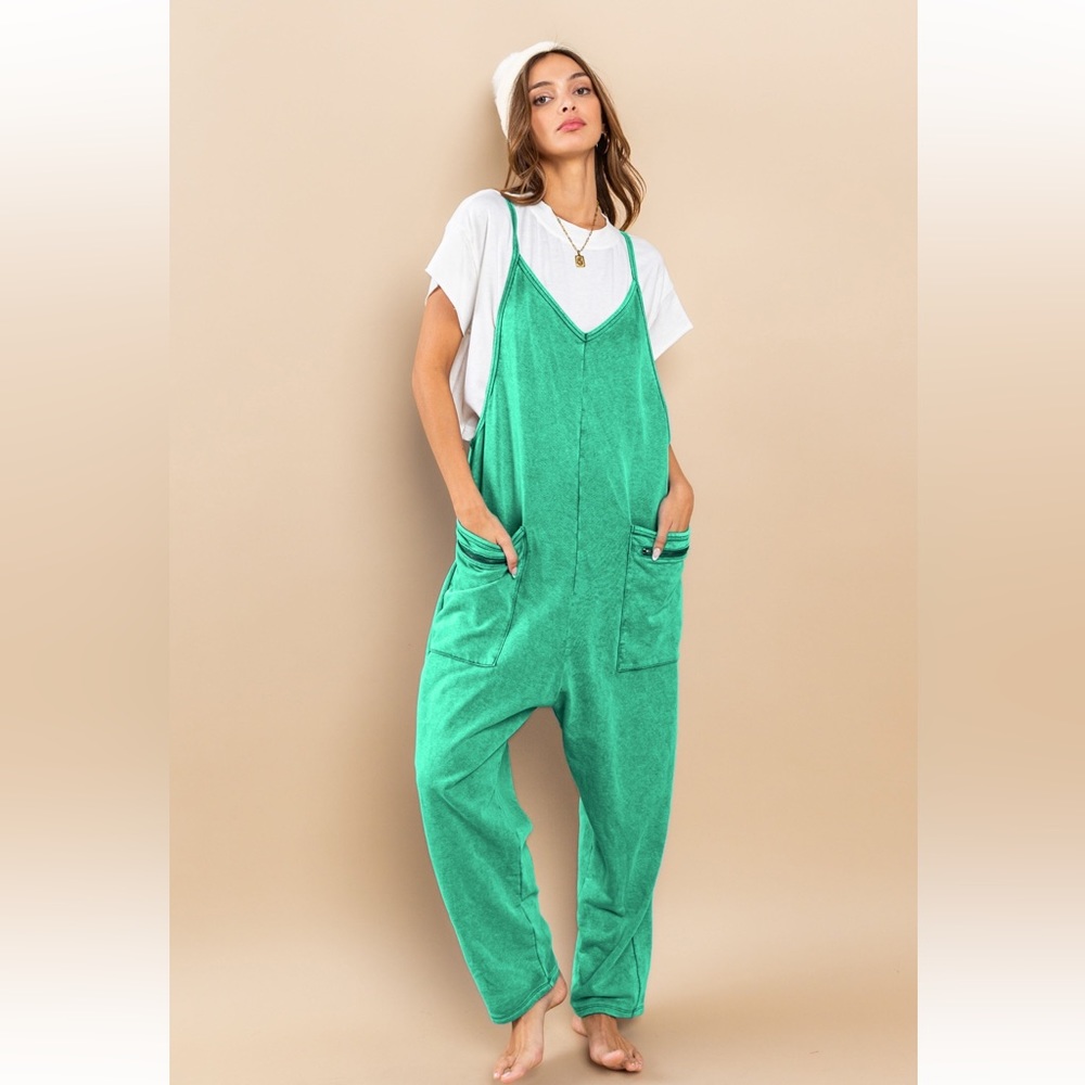 Mineral Washed French Terry Harem Jumpsuit